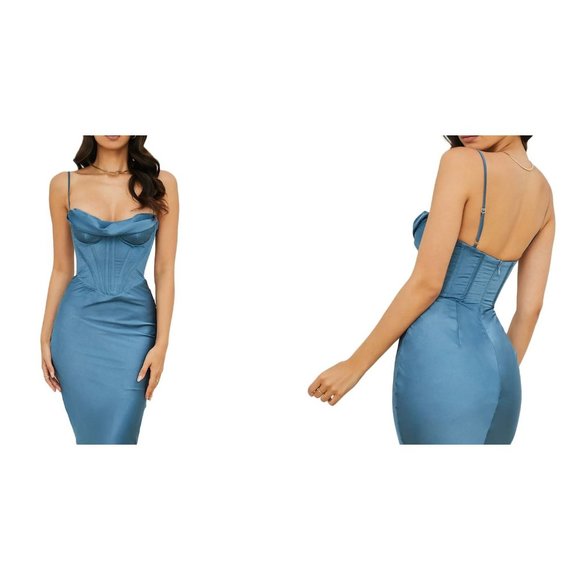 HOUSE OF CB LONDON Dresses & Skirts - NWT HOUSE OF CB LONDON Size M Myrna Blue Charmaine Corset Dress MSRP $285